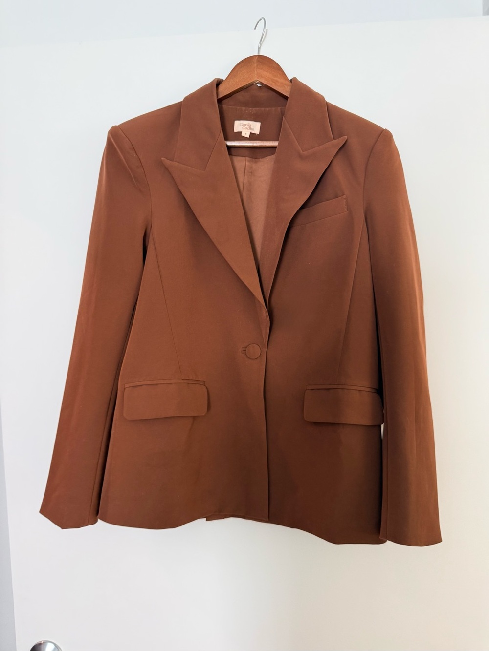 Camila Coelho Brown Single-Button Tailored Blazer